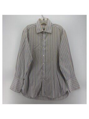 Turnbull & Asser Shirt Large Button Up Striped French Cuffs Woven